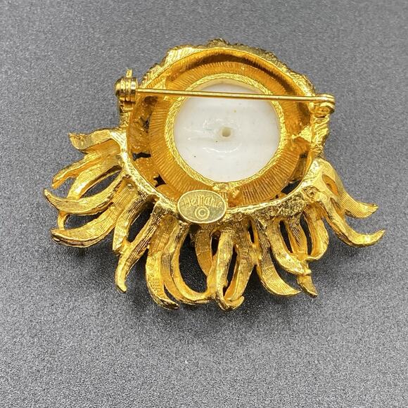 Vintage Robert Demario Signed Milk Glass Cabochon Sea Anemone Brooch Pin Rare - Picture 4 of 7